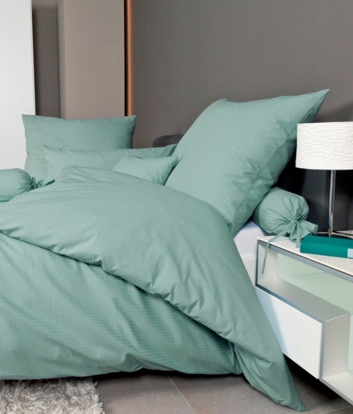 Janine Soft Seersucker Bettwäsche, Rauchgrün, 200x220 / 2 x 80 x 80 cm