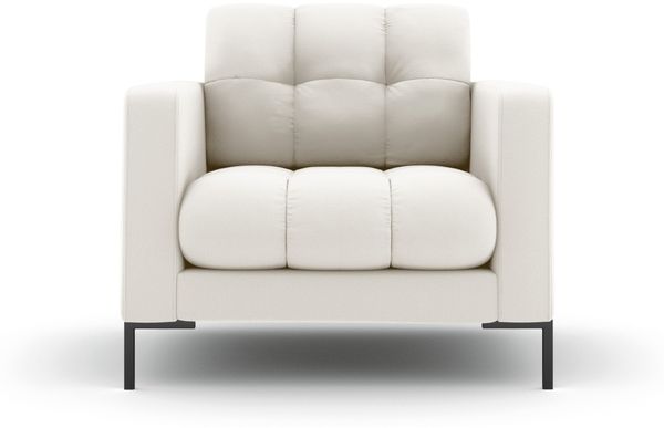 Micadoni Sessel Mamaia 1-Sitzer Strukturierter Stoff Neve Helles Beige schwarze Beine