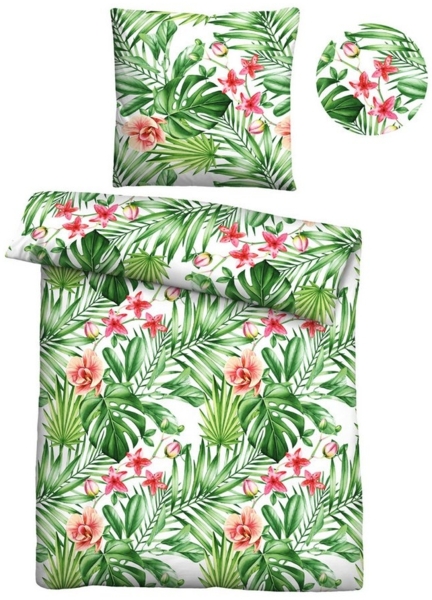 Traumhaft schlafen - Castell - Markenbettwäsche Mikrofaser Seersucker Bettwäsche 0260318 DSCHUNGEL, bunt, 1x 155x220 cm + 1x 80x80 cm