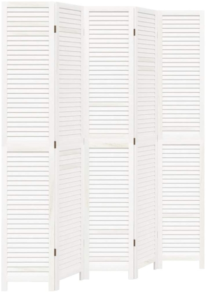 vidaXL 5-tlg. Raumteiler Weiß Massivholz Paulownia 358840