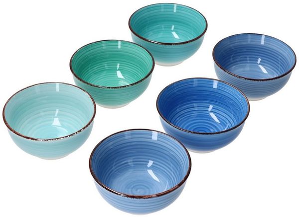 MamboCat Müslischale Blue 6er Set Snack- & Dip-Schälchen Ø12cm 200ml blaue Dessert-Schale, Steingut