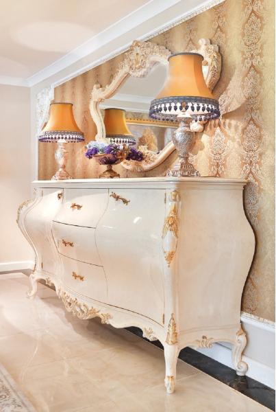 Casa Padrino Luxus Barock Kommode mit Wandspiegel Creme / Gold - Handgefertigter Massivholz Schrank mit elegantem Spiegel - Prunkvolle Möbel im Barockstil