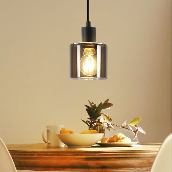 Nettlife Pendelleuchte Schwarz Vintage E27 Glas Esstisch 1/3 Flammig Wohnzimmer Hängelampe, Höhenverstellbar, LED wechselbar, Esszimmer Hotel Büro
