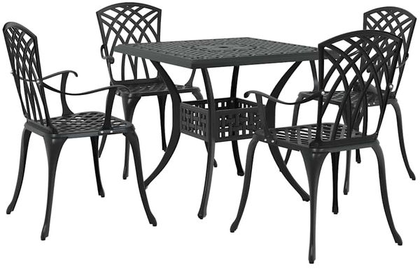 vidaXL Gartentisch Set 5 pcs Schwarz Gussaluminium 3334761 Bild 2