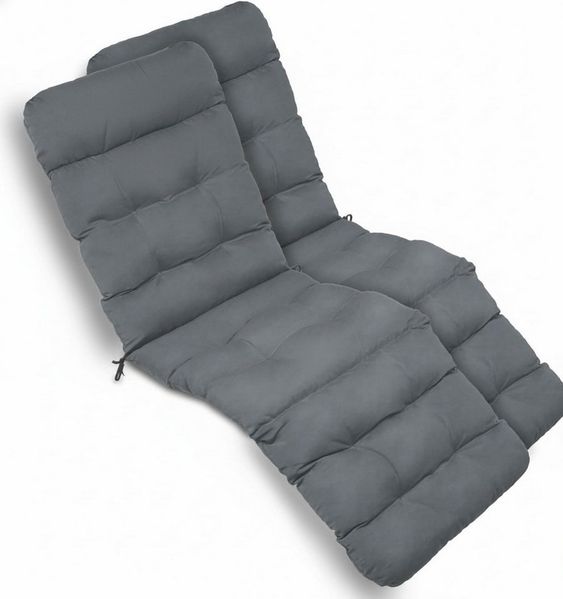 Beautissu Polsterauflage 2X Bequeme Liegenauflage Deckchair, 200 x 50 x 8 cm, Grau, Gartenliege Auflage mit Schaumflockenfüllung – Polster für Liegestuhl