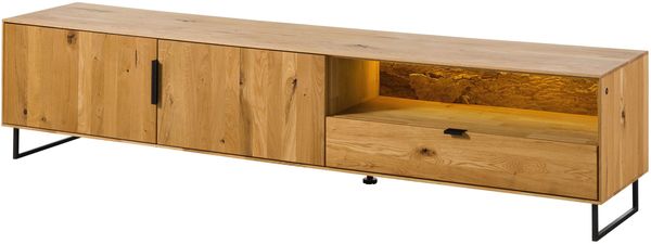 Lowboard Wildeiche mit Holztür 220x43x51 natur geölt LINDAU #26