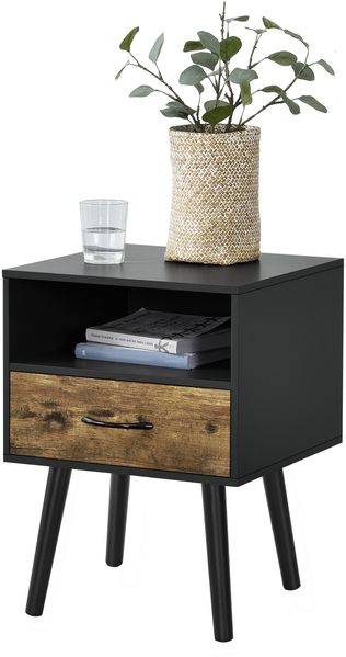 Beistelltisch Gävle 57x42x40 cm Schwarz/Dunkler Holzton [en. casa]