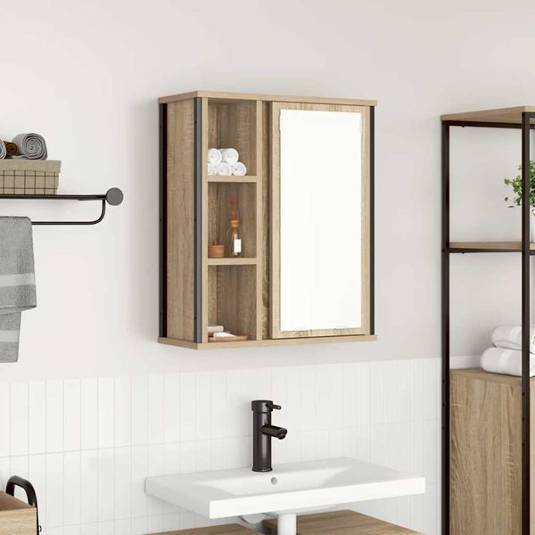 vidaXL Bad-Wandschrank mit Spiegel Sonoma-Eiche 50x21x60 cm 861903