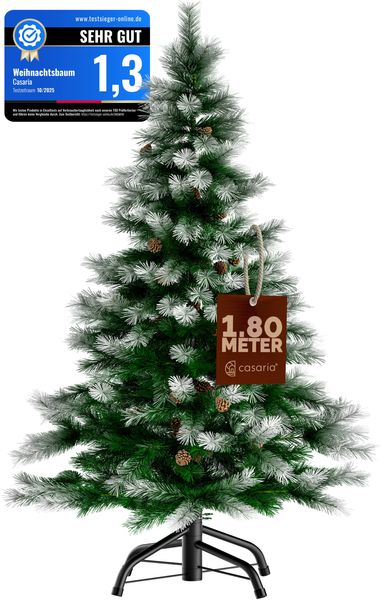Casaria Künstlicher Weihnachtsbaum, 180cm dichte Spitzen Tannenbaum Tannenzapfen Schnellaufbau flammfest