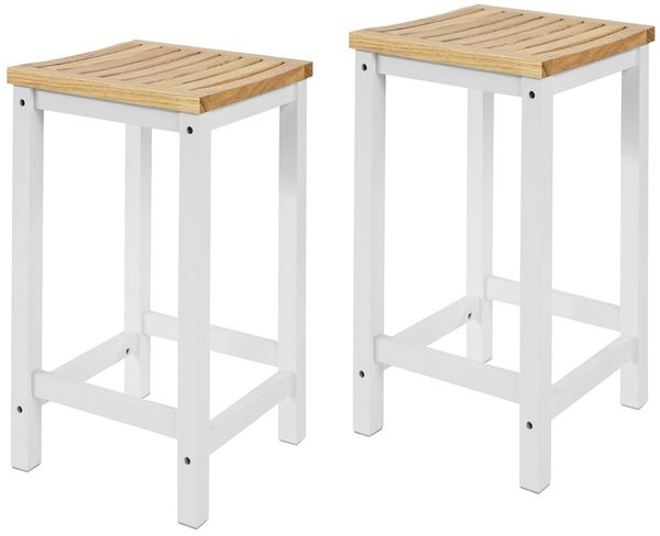 SoBuy FST29-WNX2 Barhocker 2er Set, MDF, Lackiert, Weiß, 35 x 61 x 35 cm