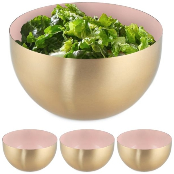 4 x Salatschüssel Edelstahl rosa-gold