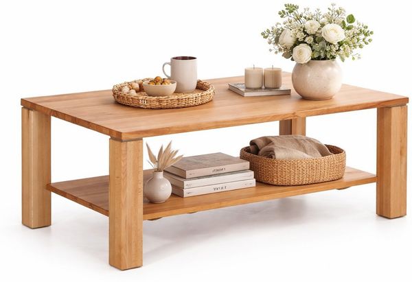 bv-vertrieb Couchtisch Sofatisch Kernbuche Couchtisch mit Rollen, mit Rollen