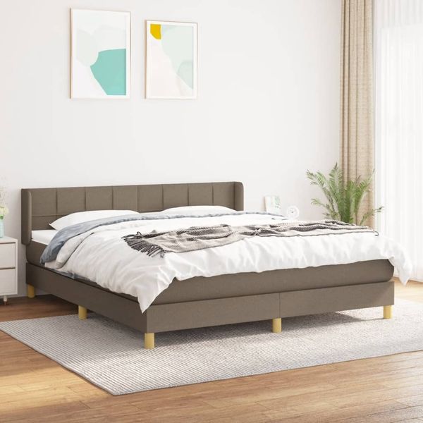 vidaXL Boxspringbett mit Matratze Taupe 180x200 cm Stoff 3130293