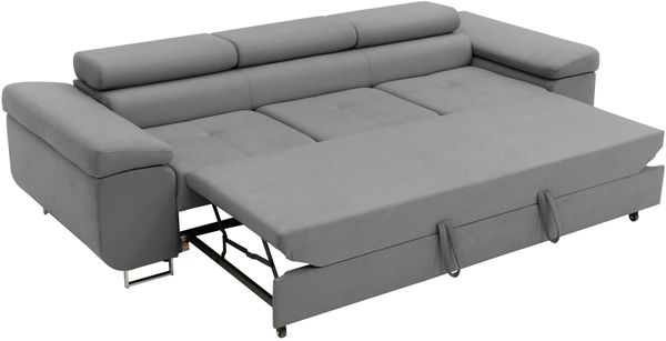 Mirjan24 'Torezio III Bis' Schlafsofa mit Einstellbare Kopfstützen, Polyester grau, 90 x 263 x 102 cm Bild 3