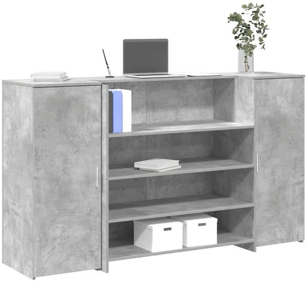 vidaXL Empfangstheke Betongrau 180x50x103,5 cm Holzwerkstoff 3324172
