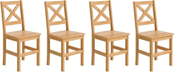 Home affaire 4-Fußstuhl Malmö (Set, 4 St), Holzstuhl Kiefer Massivholz naturfarbig, erhältich als 2er und 4er-Set