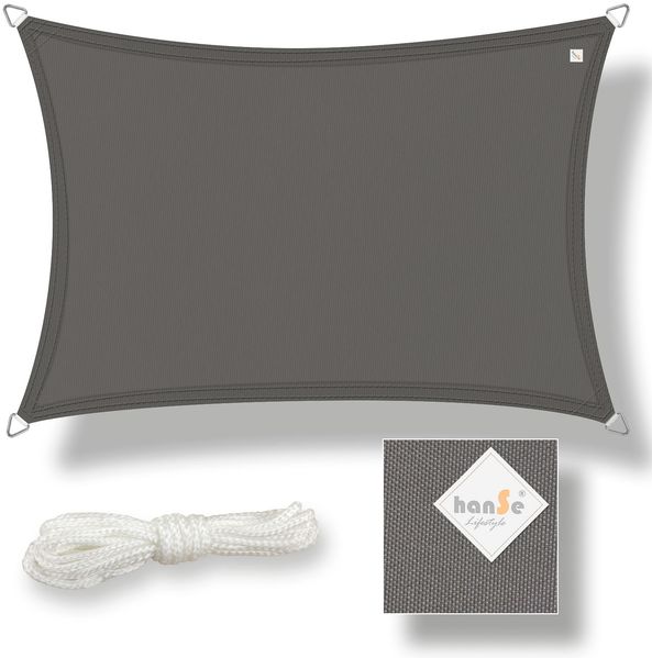 hanSe Sonnensegel Schattensegel Schattenspender Polyester Rechteck 2x4m Graphit