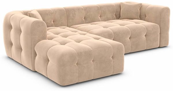 Couch Sevilla L Form in Samtstoff - Samtstoff - beige - Links