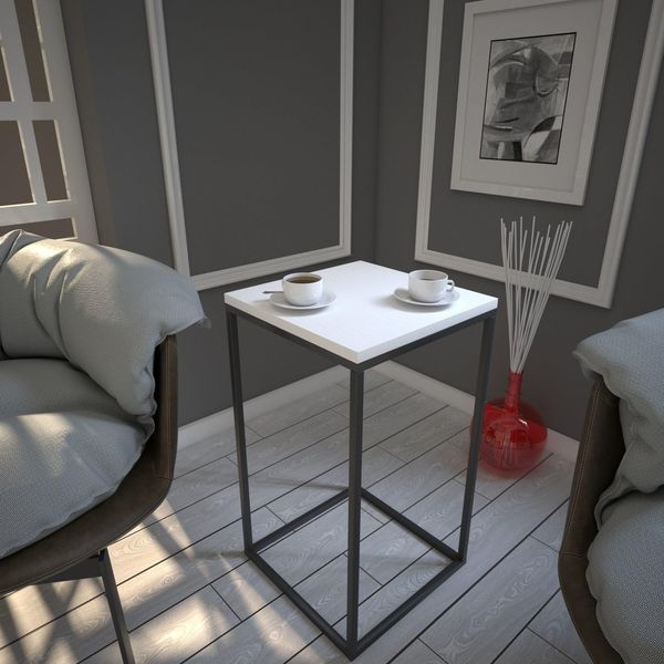 Hanah Home Elegant White Side Table, 35 x 62 x 35 cm | 100% Melamine Coated Particle Board, 18 mm Thick | Durable Metal Legs, Perfect for Hotel & Modern Spaces