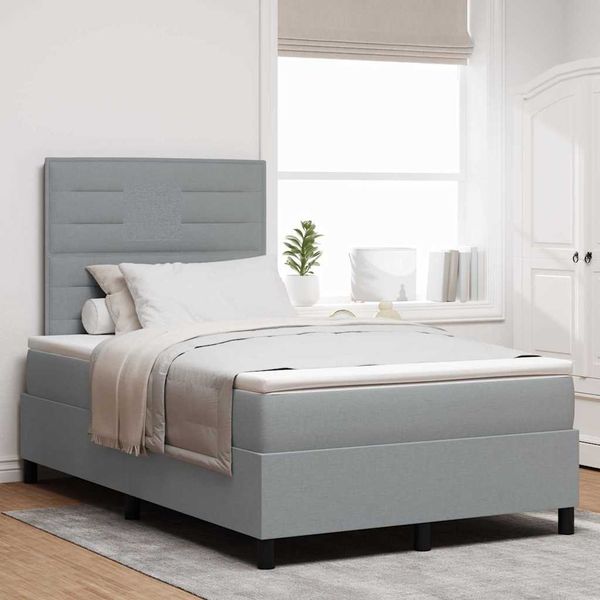 vidaXL Boxspringbett mit Matratze Hellgrau 120 x 200 cm Stoff 3339301