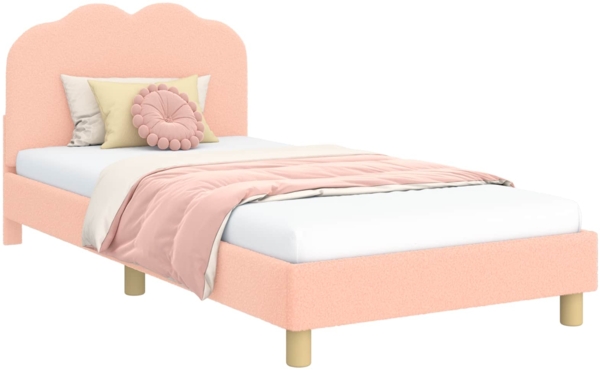 vidaXL Kinderbettgestell mit Kopfteil Rosa 90x200 cm Schafstoff 42010977