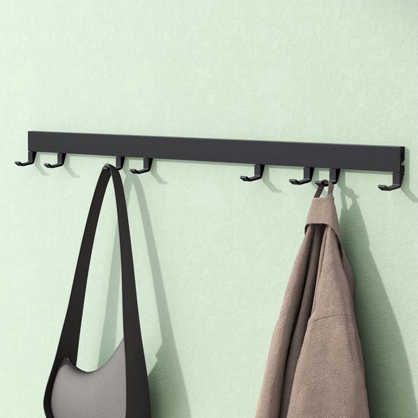 Mai & Mai Garderobenleiste Wandgarderobe mit verstellbaren 5/6/8 Haken aus Alu Stalo-10 (8 St), Oberfläche pulverbeschichtet, Hakenabstand frei verstellbar
