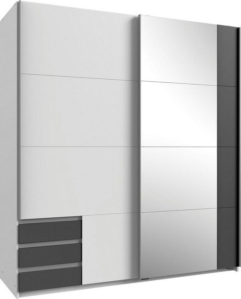 Schwebetürenschrank EMDEN, Weiß/Graphit