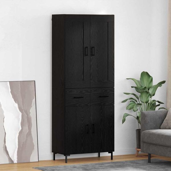 vidaXL Highboard 2 pcs Schwarz Eichen-Optik Holzwerkstoff 3416200