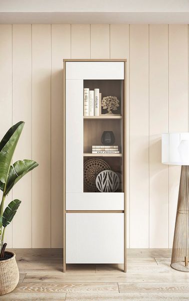 Home affaire Vitrine Stranda, Hochschrank im Scandi-Style, moderne Glasvitrine Rahmenoptik, ausreichend Stauraum, vielseitig einsetzbar, 58 cm breit