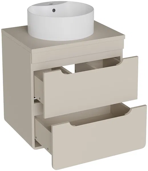 Vente-unique - ARUBA Waschbeckenmöbel Holz, Platte Beige - B 46 cm x H 59 cm x L 60 cm Bild 4