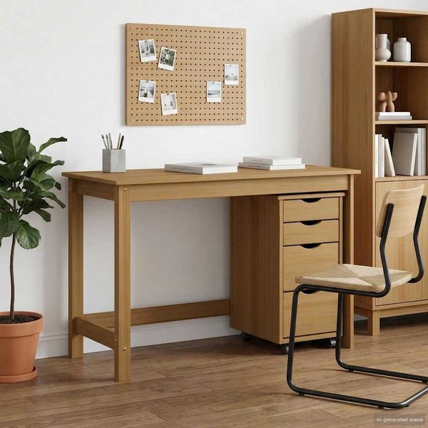 vidaXL Desk und Rolling Cabinet Set MOSS 2 pcs Honigbraun 3438790