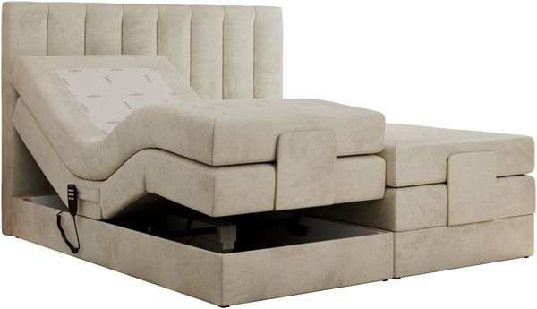 Boxspringbett mit elektrisch verstellbaren Matratzen, zwei Bettkästen und einem Topper - COMFORTO - 140 x 200 cm - Beige Velvet - H3 Bild 4