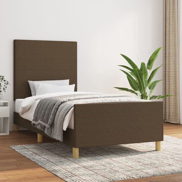 vidaXL Polsterbett mit hohem Kopfteil Stoff Dunkelbraun 100x200 cm