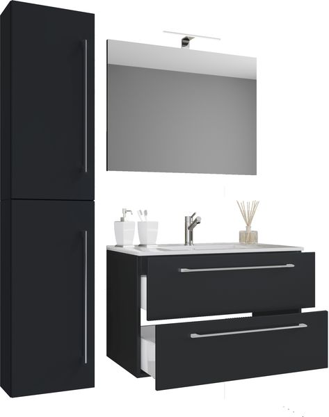 VCM Badmöbel Waschtisch Badinos 917104 Schwarz H. 52 x B. 93 x T. 46 cm