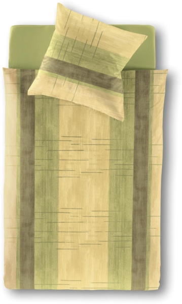 Irisette Biber Bettwäsche Koala 8274-30 Streifen Gelb Grün 135x200