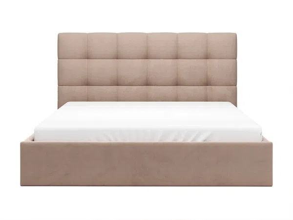 Vente-unique - MIRDAL Bett SamtStoff Beige - B 213 cm x H 106 cm x L 210 cm Bild 5