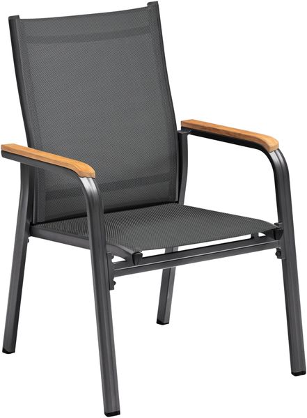 KETTLER GRANADA Stapelsessel zerlegt anthrazit/anthrazit/natur Aluminium/Outdoorgewebe/Teak 69 x 66 x 98
