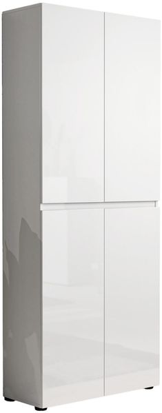 Dmora Schuhschrank Antaleone, Schuhregal, Mehrzweck-Eingangsgarderobe, Möbel für Schuhe, Made in Italy, 80x34h200 cm, Glänzendes Weiß