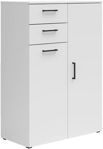 Carryhome 'MULTISTAURAUM' Kommode mit Schubladen, Holznachbildung weiß, 80 x 115 x 40 cm, mit 2 Schubladen und 2 Türen