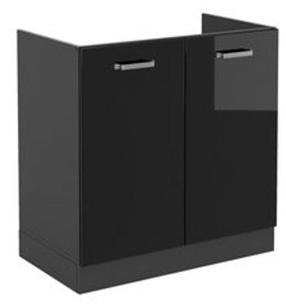 Spülenunterschrank R-Line Schwarz Hochglanz 80 cm ohne Arbeitsplatte Vicco Bild 6