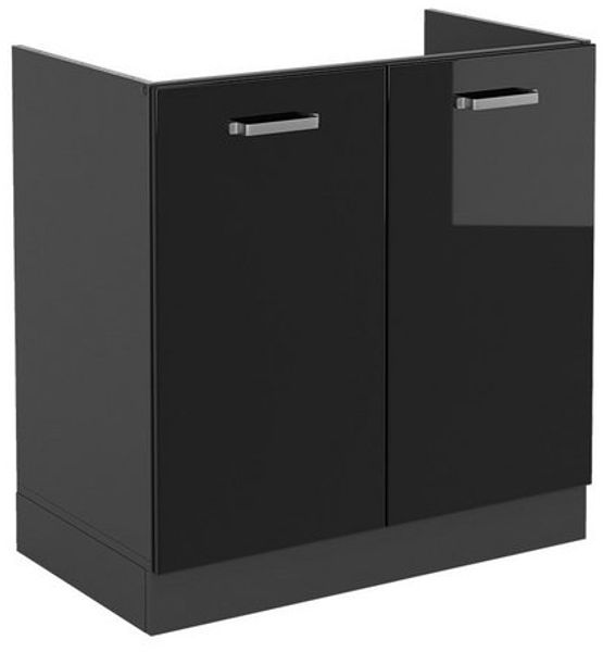 Spülenunterschrank R-Line Schwarz Hochglanz 80 cm ohne Arbeitsplatte Vicco Bild 4