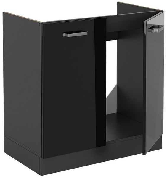 Spülenunterschrank R-Line Schwarz Hochglanz 80 cm ohne Arbeitsplatte Vicco Bild 3