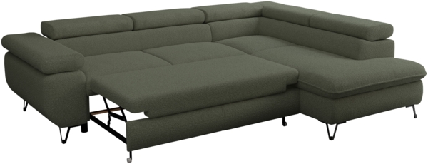 Mks Möbel 'Pedro L-Form' Ecksofa mit Schlaffunktion, verstellbaren Kopfstützen & Bettkasten, Beige, Mikrofaser, rechts Bild 7
