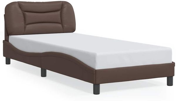 Einzelbettgestell Design für Erwachsene ohne Matratze Braun 90x200 cm Kunstleder d4114e