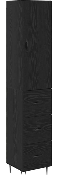 vidaXL Highboard Schwarz Eichen-Optik 69,5 x 34 x 180 cm Holzwerkstoff 3402735