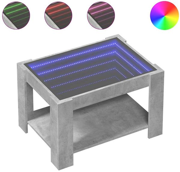 LED-Couchtisch, Sofatisch Betongrau 73x53x45 cm Holzwerkstoff