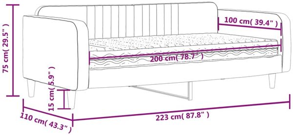 vidaXL Tagesbett mit Matratze Dunkelgrau 100x200 cm Samt 3197047 Bild 12