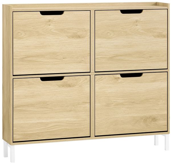 SoBuy FSR100-N Schuhschrank, Spanplatte, Melamin, Helle Eiche, 100 x 91 x 19 cm