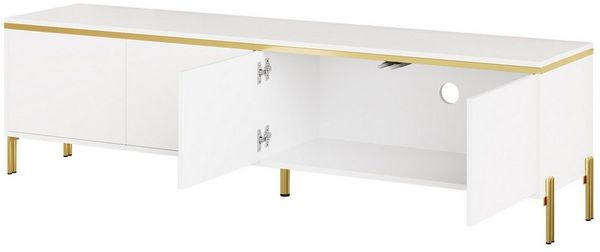 BlingBin TV-Schrank TV-Ständer Hochglanz-Lowboard 170CM (1-St, mit 4 Türen, Metallfüße mit goldfarbenen Akzenten) Kabeldurchführung, modernes TV-Lowboard für Wohnzimmer