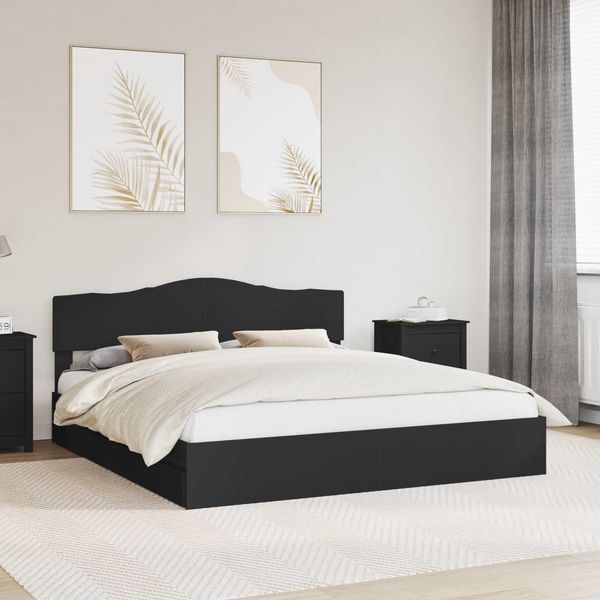 vidaXL Aufbewahrungsbett Schwarz 200 x 200 cm Holzwerkstoff 3413062